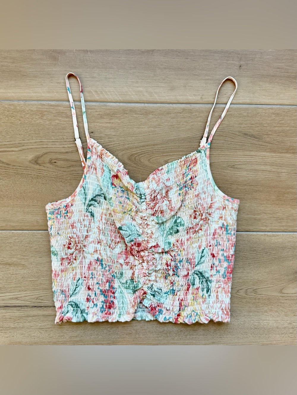 O'Neill Pink Smocked Crop Top Size M